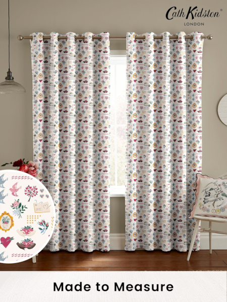 Cath Kidston Multi Wear Your Heart Made to Measure 100% Cotton Curtains (E08378) | £82