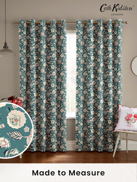 Cath Kidston Teal Green Strawberry Gardens Made to Measure 100% Cotton Curtains (E08380) | £82
