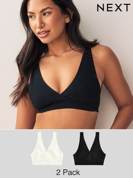 Black/Cream Seamless Non Wire Nursing Ultimate Comfort Bras 2 Pack (E08401) | £28