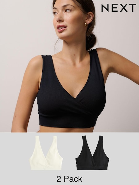Black/Cream Ultimate Comfort Seamless Non Wire Bras 2 Pack (E08403) | £28
