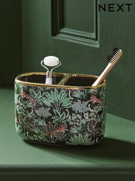 Black Tiger Print Toothbrush Tidy (E08420) | £12