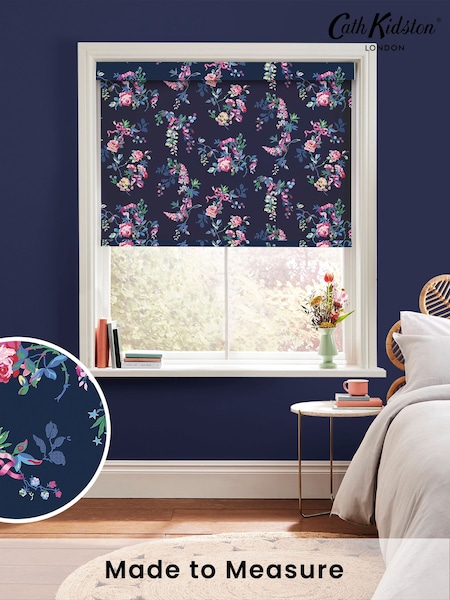 Cath Kidston Navy Blue Ribbon Roses Made to Measure Roller Blind (E08428) | £58