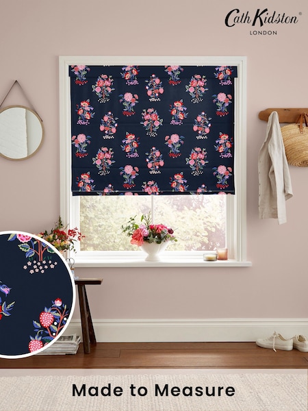 Cath Kidston Navy Blue Kingdom Posey Made to Measure 100% Cotton Roman Blind (E08486) | £75