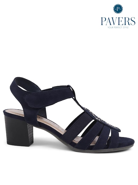 Pavers Navy Embellished Strappy Sandals (E08587) | £35