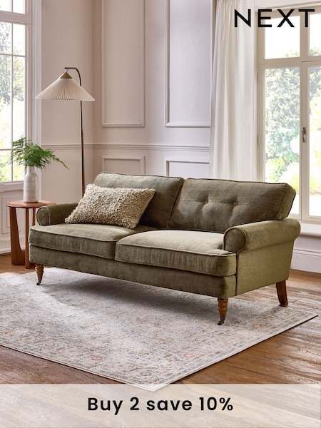 Plush Chenille Dark Moss Green Large Delia Compact 'Sofa in a Box' (E08618) | £650