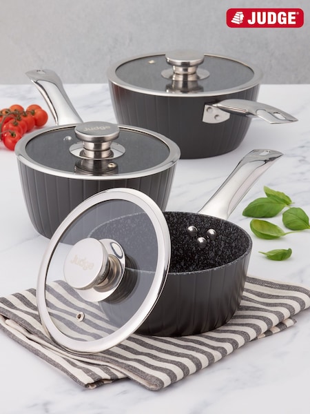 Judge Dark Grey Evertough 3 Piece Non Stick Saucepan Set (E08760) | £98