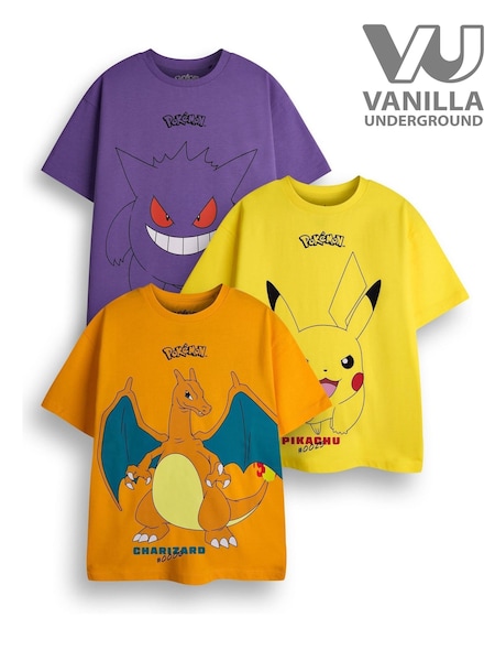 Vanilla Underground Boys Pokemon 100% Cotton T-Shirts 3 Pack (E08771) | £26