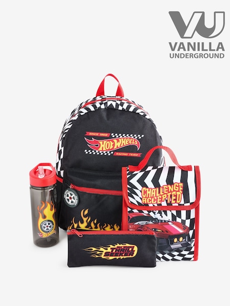 Vanilla Underground Black Hot Wheels 4 Piece Backpack Set (E08786) | £33