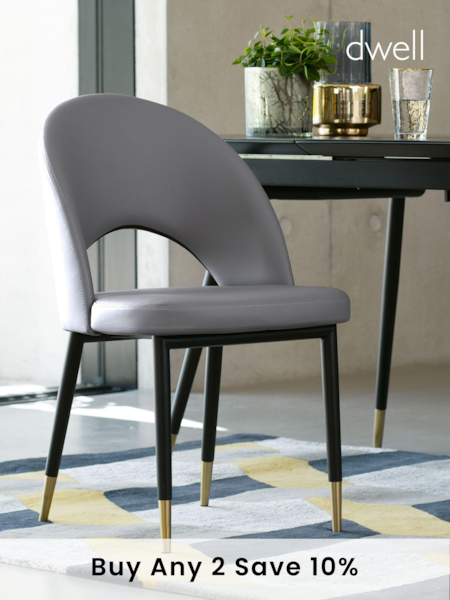 Dwell Grey Black Comida Dining Chairs Set of 2 (E08816) | £360