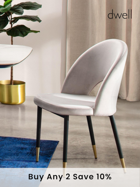 Dwell Light Grey Comida Dining Chairs Set of 2 (E08822) | £360
