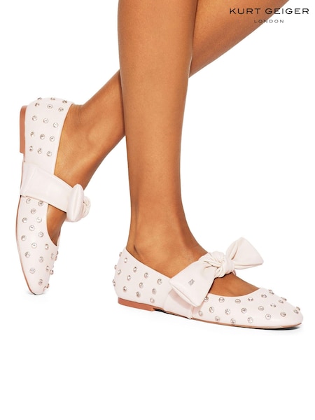 KG Kurt Geiger Cream Master Stud 2 Ballerina Shoes (E08979) | £119