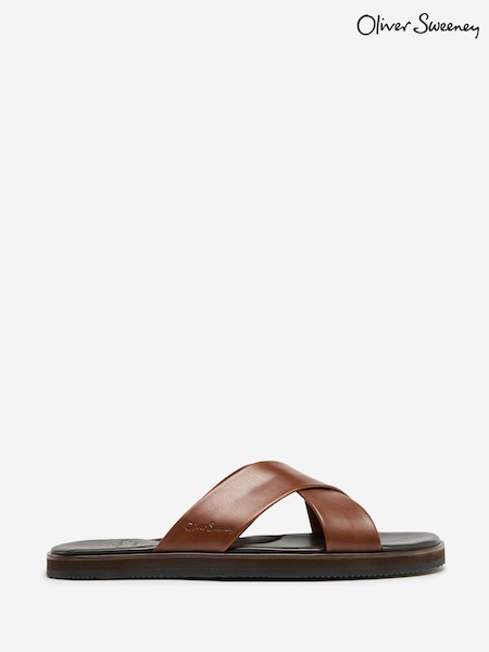 Oliver Sweeney Antiqued Leather Brown Sandals (E09050) | £99