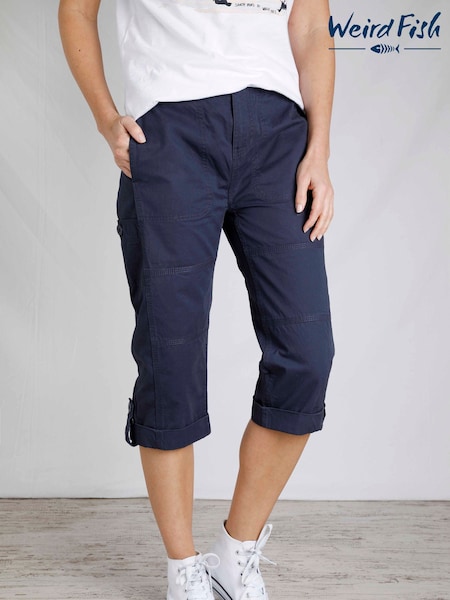 Weird Fish Blue Salena 3/4 Length 100% Cotton Trousers (E09203) | £48