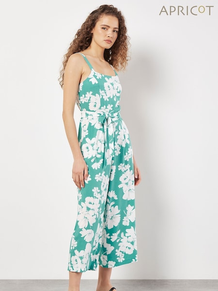 Apricot Blue Floral Silhouette Wide-Leg Jumpsuit (E09280) | £39