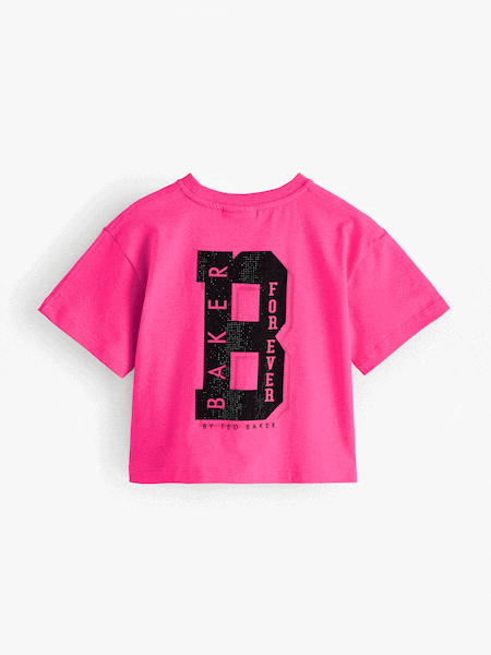 Baker by Ted Baker Pink Stud Detail 100% Cotton T-Shirt (E09776) | £16 - £20