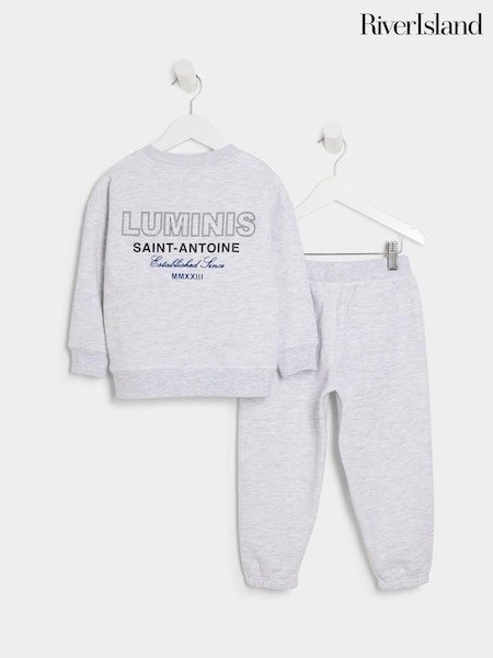 River Island Grey Boys Luminis Crew And Joggers Set (E09800) | £28