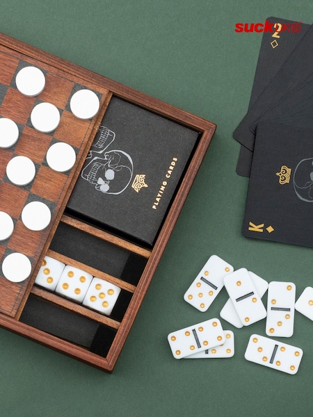 Suck UK Brown Iron And Glory Wooden Compendium Games Night (E10006) | £25