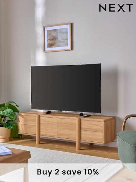 Natural Noa Oak Effect Tube Leg Up To 70 Inch TV Unit (E10207) | £425