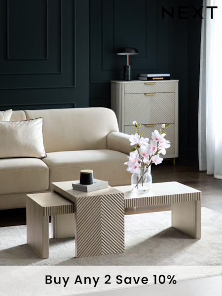 Light Grey Valencia Mango Wood Nest of 2, Rectangular Coffee Table (E10210) | £599