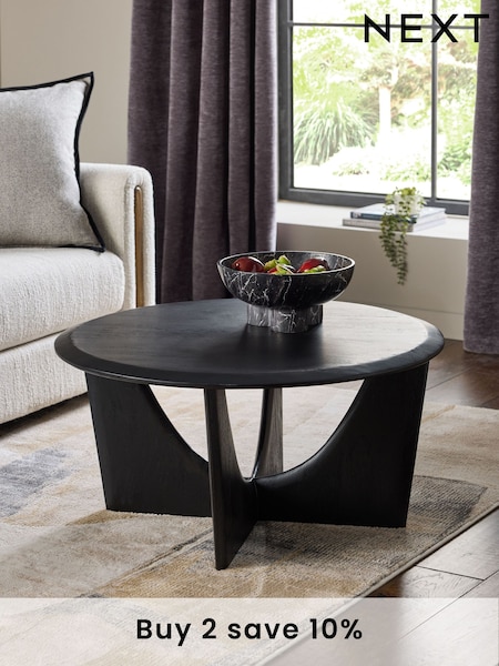 Black Arc Solid Mango Wood Coffee Table (E10215) | £350