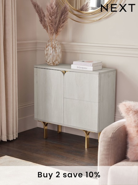 Light Evie Oak Effect Space Saving Small Slim Sideboard (E10224) | £299