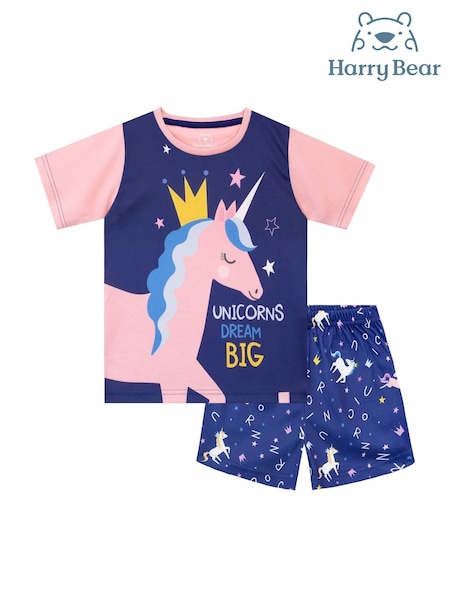 Harry Bear Blue Unicorn Dreams Short Pyjamas (E10354) | £14