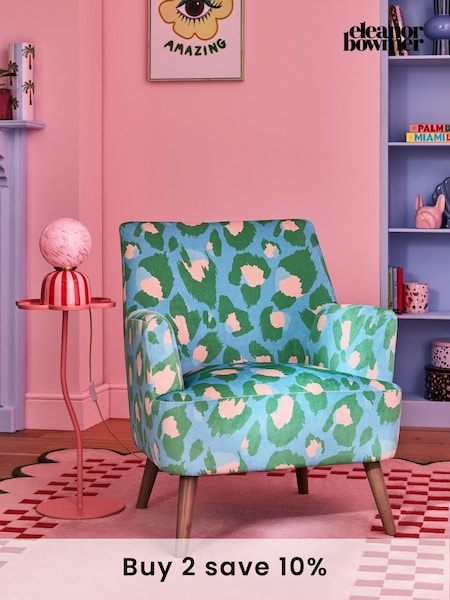 Eleanor Bowmer Blue Carter Leopard Print Velvet Chair (E10443) | £349