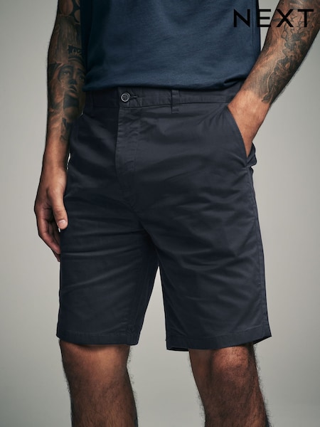 Navy Lightweight Slim Fit Stretch Chinos Shorts (E10759) | £22