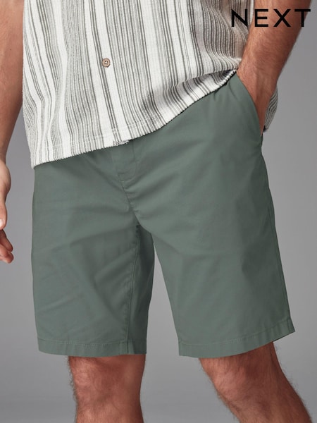 Sage Green Lightweight Slim Fit Stretch Chinos Shorts (E10760) | £22