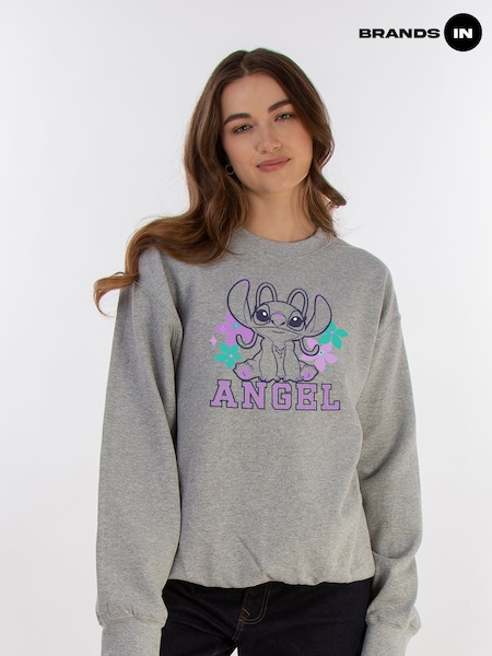Brands In Grey Lilo & Stitch Angel Women Heather Sweatshirt (E11424) | £36.50