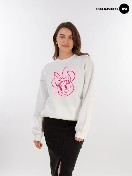 Brands In White Minnie Mouse Bold Style Womens Disney Sweatshirt (E11425) | £36.50