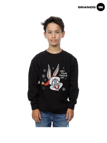 Brands In Black Boys Looney Tunes Bugs Bunny Christmas 100% Cotton Sweatshirt (E11431) | £25