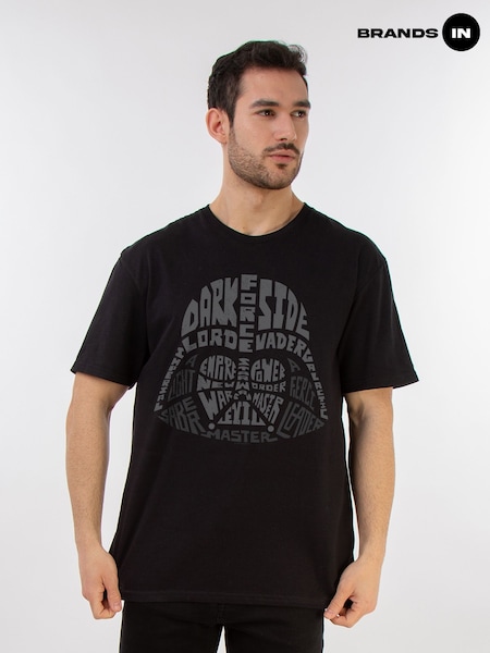 Brands In Black Mens Star Wars Darth Vader Text Head 100% Cotton T-Shirt (E11437) | £25