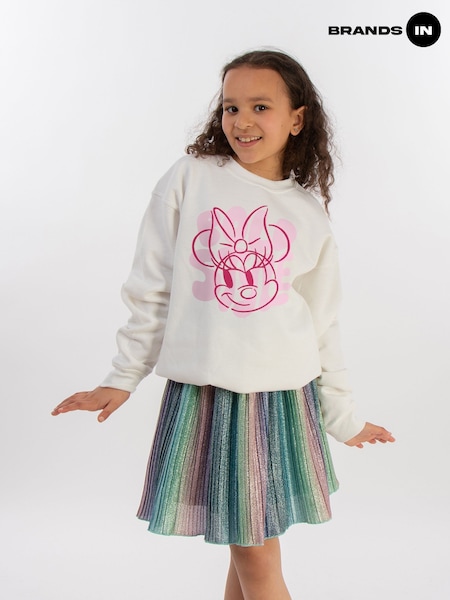 Brands In White Girls Minnie Mouse Bold Style Disney 100% Cottton Sweatshirt (E11444) | £24.50