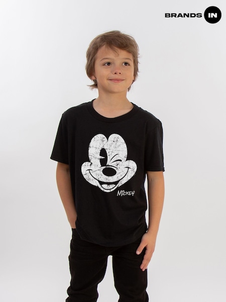Brands In Black Boys Mickey Mouse Disney 100% Cotton T-Shirt (E11445) | £20
