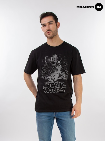 Brands In Black Mens Star Wars New Hope Poster 100% Cotton T-Shirt (E11449) | £25