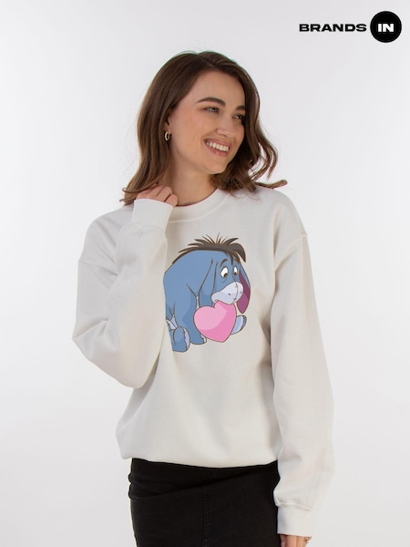 Brands In White Winnie The Pooh Eeyore Heart Mouth Women Sweatshirt (E11453) | £36.50