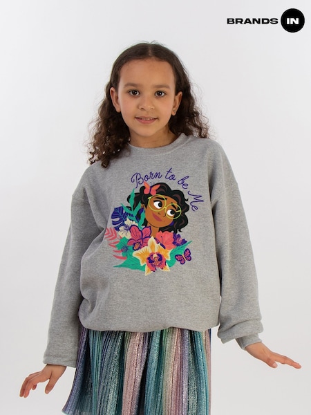 Brands In Grey Encanto Mirabel Born To Be Me Girls Heather Sweatshirt (E11474) | £24