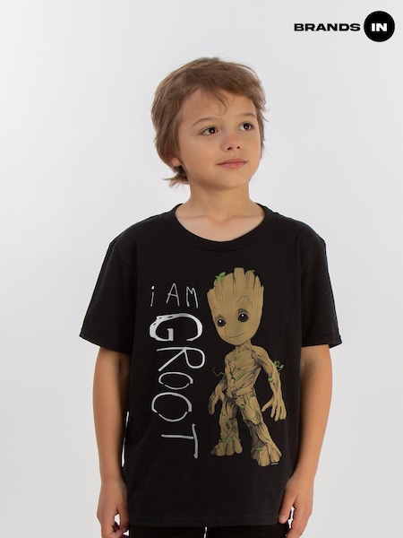 Brands In Black 100% Cotton Guardians Of The Galaxy Vol.2 I Am Groot Scribbles Boys T-Shirt (E11480) | £20