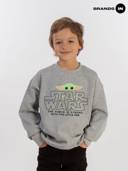 Brands In Grey Baby Boys Yoda Star Wars The Mandalorian Heather Sweatshirt (E11489) | £25