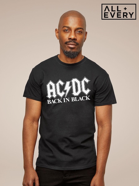 All + Every Black ACDC Back In Mens Music 100% Cotton T-Shirt (E11500) | £23
