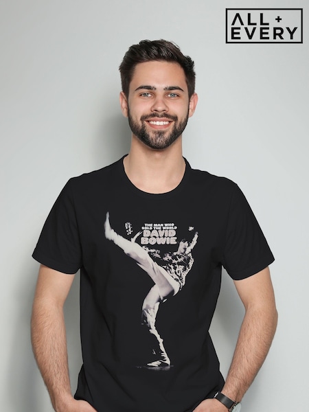 All + Every Black Mens David Bowie The Man Who Sold The World Music 100% Cotton T-Shirt (E11502) | £24