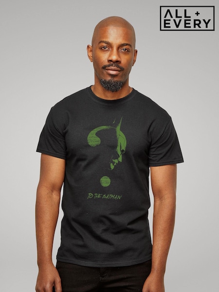 All + Every Black The Batman Riddler Question Mark Mens 100% Cotton T-Shirt (E11504) | £23