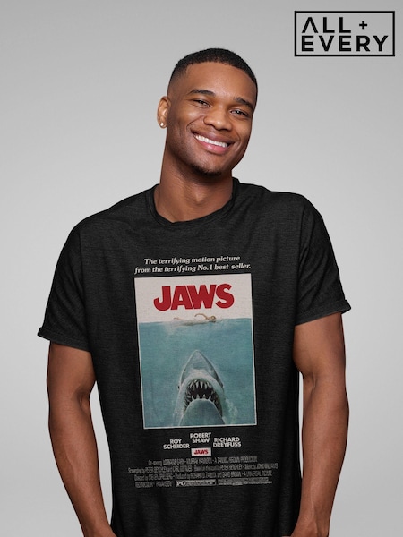 All + Every Black Jaws Movie Poster Mens 100% Cotton T-Shirt (E11508) | £23