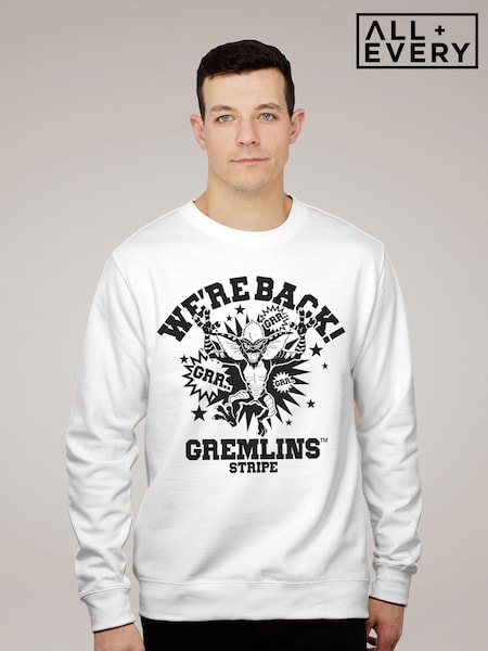 All + Every White Gremlins Halloween We Are Back Mens Sweatshirt (E11522) | £36