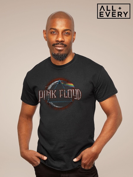 All + Every Black Pink Floyd Vintage Dark Side Of The Moon Seal Mens 100% Cotton Music T-Shirt (E11529) | £24