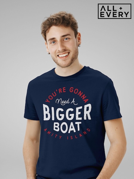 All + Every Blue Jaws You Are Gonna Need A Bigger Boat Amity Island Mens 100% Cotton T-Shirt (E11532) | £23