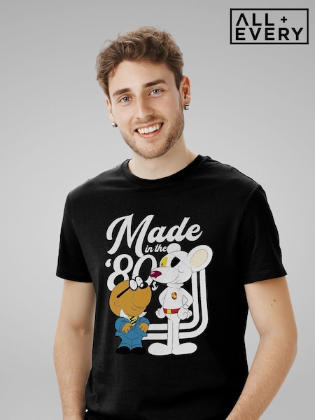 All + Every Black Danger Mouse Made In The 80s Mens 100% Cotton T-Shirt (E11533) | £23