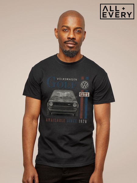 All + Every Black Volkswagen Golf GTI Racing Distressed Mens 100% Cotton T-Shirt (E11538) | £23