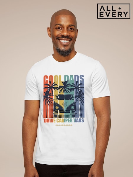 All + Every White Volkswagen Cool Dads Drive Campervans Mens 100% Cotton T-Shirt (E11546) | £23